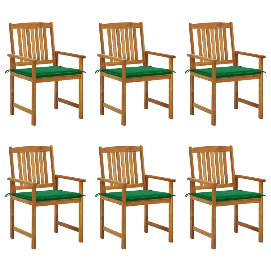 Tuinstoelen Met Kussens Massief Acaciahout 6 Groen