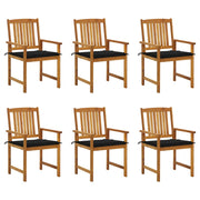 Tuinstoelen 6 st massief acaciahout zwart