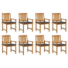 Tuinstoelen 8 stuks massief acaciahout antraciet kussens
