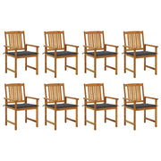 Tuinstoelen 8 stuks massief acaciahout antraciet kussens