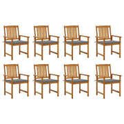 Tuinstoelen 8 stuks massief acaciahout met kussens