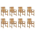 Tuinstoelen 8 st massief acaciahout met kussens