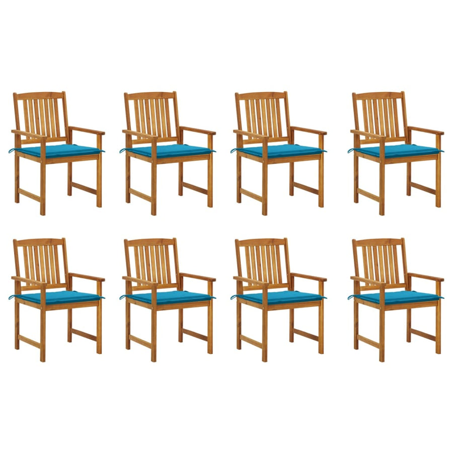 Tuinstoelen Met Kussens Massief Acaciahout 8 Blauw