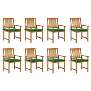 Tuinstoelen 8 st massief acaciahout met kussens