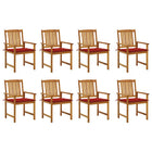 Garden chairs 8 pcs with cushions solid acacia wood
