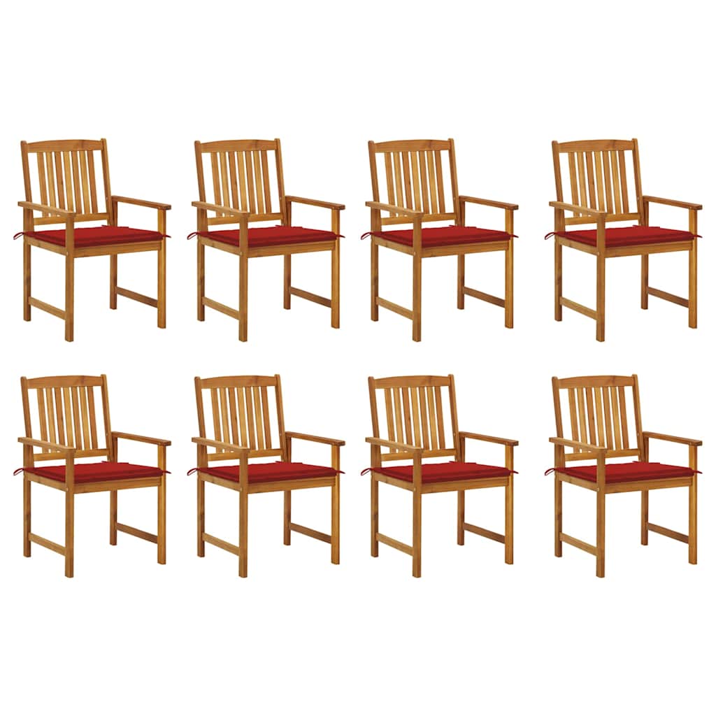 Tuinstoelen Met Kussens Massief Acaciahout 8 Rood