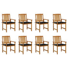Garden chairs 8 pcs with cushions solid acacia wood