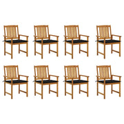Tuinstoelen 8 stuks massief acaciahout met kussens