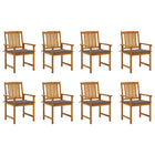 Garden chairs 8 pcs with cushions solid acacia wood