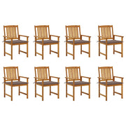 Tuinstoelen 8 stuks massief acaciahout taupe kussens