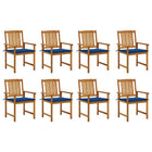 Garden chairs 8 pcs with cushions solid acacia wood