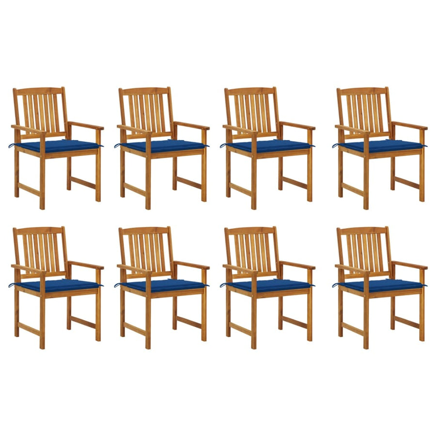 Tuinstoelen Met Kussens Massief Acaciahout 8 koningsblauw