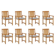 Tuinstoelen 8 st massief acaciahout met kussens