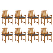 Tuinstoelen 8 st massief acaciahout antraciet kussens