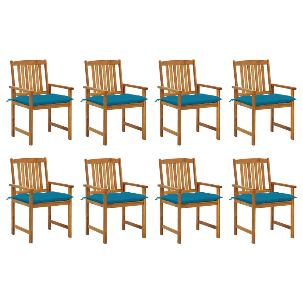 Tuinstoelen Met Kussens Massief Acaciahout 8 Blauw