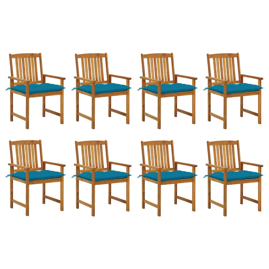 Tuinstoelen Met Kussens Massief Acaciahout 8 Blauw