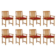 Garden chairs 8 pcs with cushions solid acacia wood