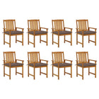 Garden chairs 8 pcs with cushions solid acacia wood