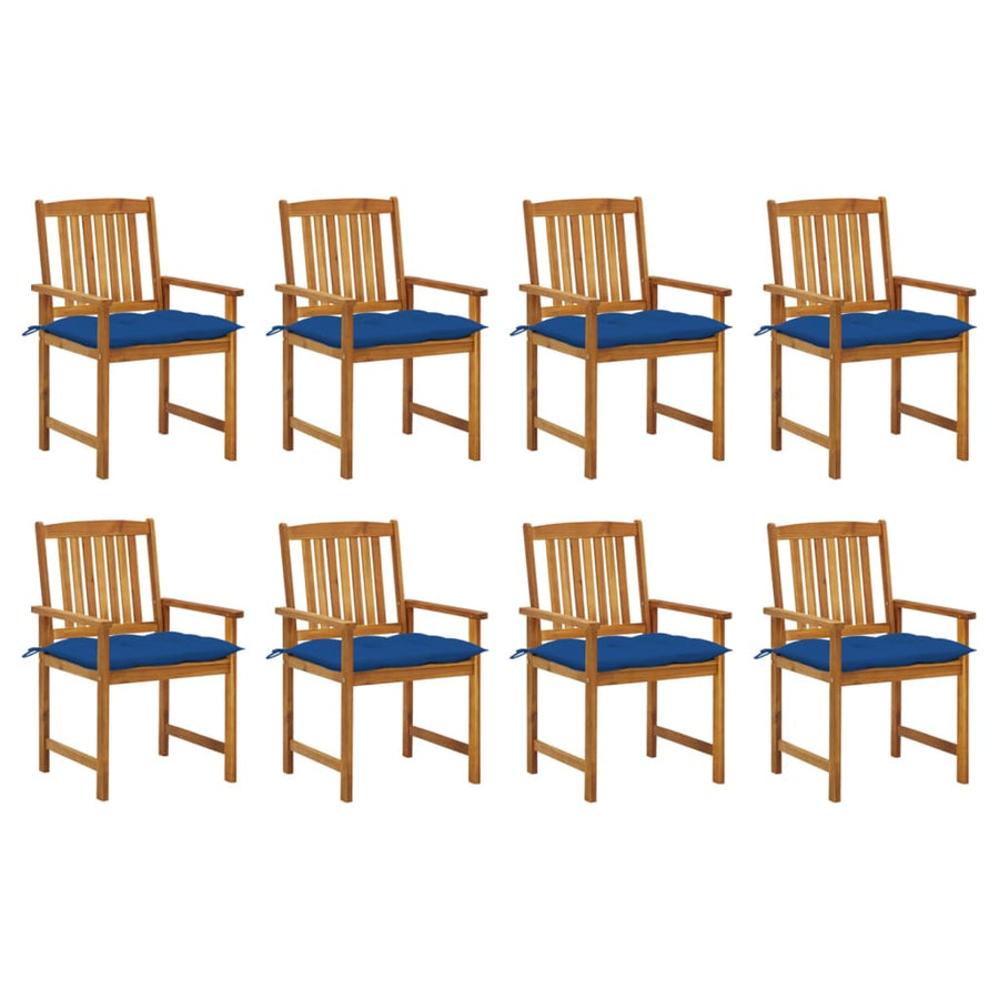 Tuinstoelen Met Kussens Massief Acaciahout 8 koningsblauw