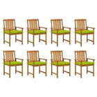 Garden chairs 8 pcs with cushions solid acacia wood