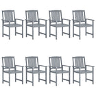 Tuinstoelen 8 st massief acaciahout grijs