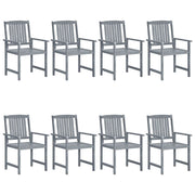 Tuinstoelen 8 st massief acaciahout grijs