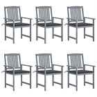 Tuinstoelen 6 stuks massief acaciahout grijs met kussens