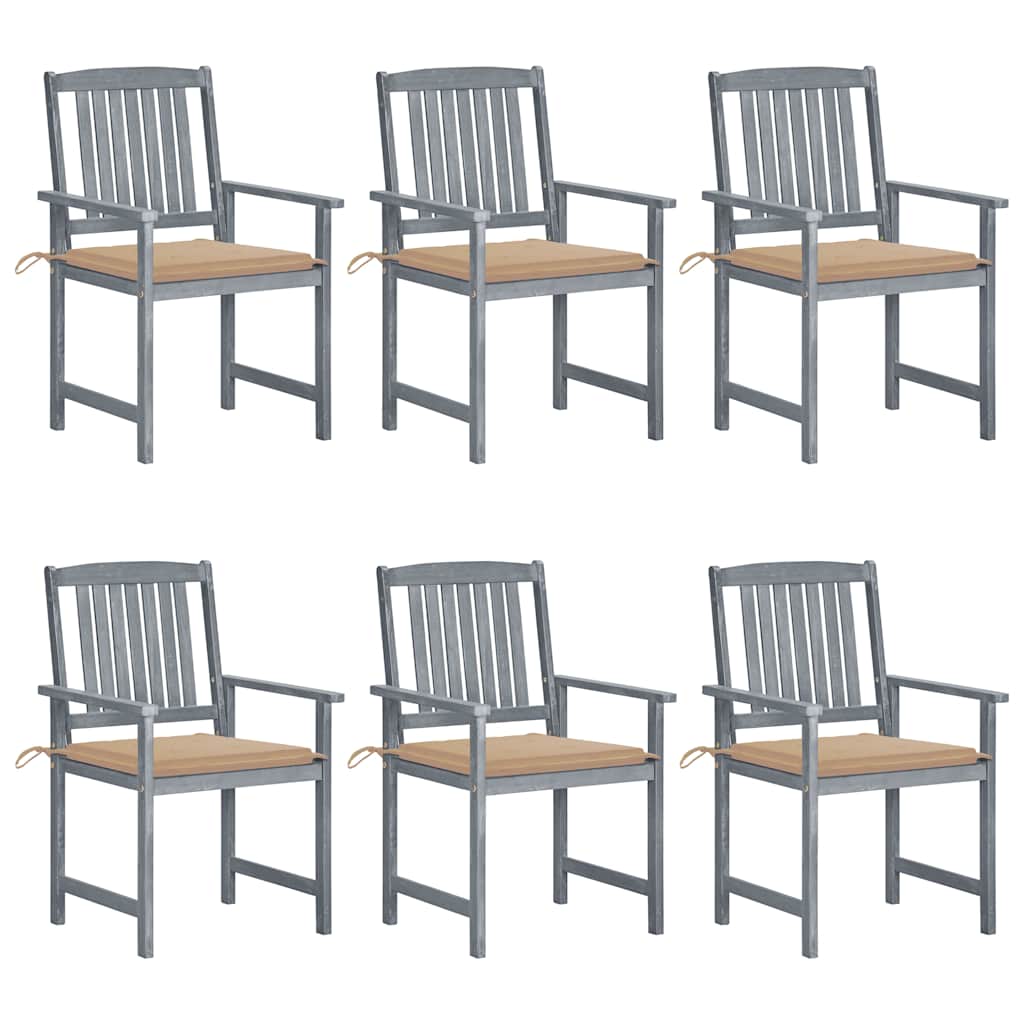 Tuinstoelen 6 St Met Kussens Massief Acaciahout Grijs 6