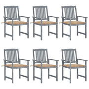 Tuinstoelen 6 stuks massief acaciahout grijs met kussens