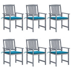 Tuinstoelen 6 stuks massief acaciahout grijs met kussens