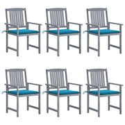 Tuinstoelen 6 stuks massief acaciahout grijs met kussens