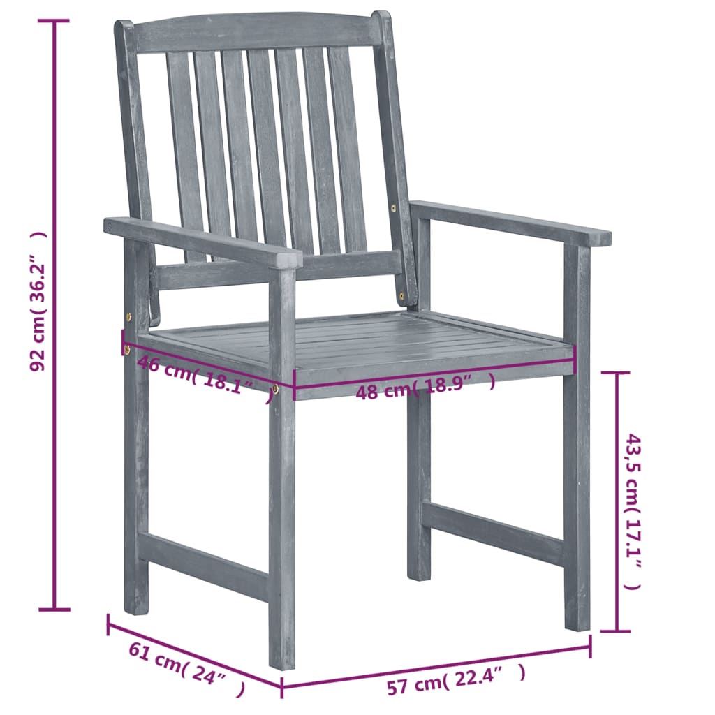 Tuinstoelen 6 St Met Kussens Massief Acaciahout Grijs 6