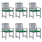 Tuinstoelen 6 stuks massief acaciahout grijs met kussens