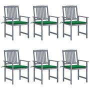 Tuinstoelen 6 stuks massief acaciahout grijs met kussens