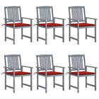Tuinstoelen 6 stuks massief acaciahout grijs met kussens