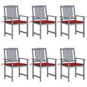 Tuinstoelen 6 stuks massief acaciahout grijs met kussens