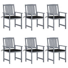 Tuinstoelen set 6 stuks massief acaciahout grijs met kussens