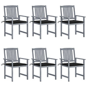 Tuinstoelen set 6 stuks massief acaciahout grijs met kussens