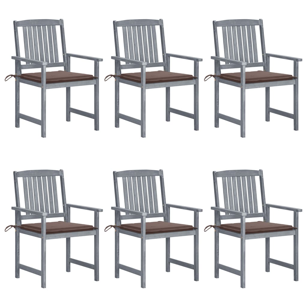 Tuinstoelen 6 St Met Kussens Massief Acaciahout Grijs 6