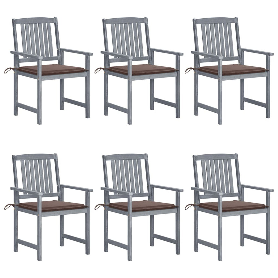 Tuinstoelen 6 St Met Kussens Massief Acaciahout Grijs 6