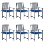Tuinstoelen 6 stuks massief acaciahout grijs met kussens