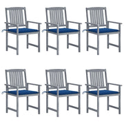 Tuinstoelen 6 stuks massief acaciahout grijs met kussens