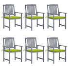 Tuinstoelen 6 stuks massief acaciahout grijs met kussens