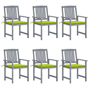 Tuinstoelen 6 stuks massief acaciahout grijs met kussens