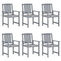 Tuinstoelen 6 St Met Kussens Massief Acaciahout Grijs 6