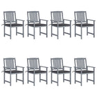 Garden chairs 8 pcs with cushions solid acacia wood grey