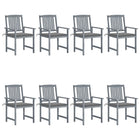 Garden chairs 8 pcs with cushions solid acacia wood grey