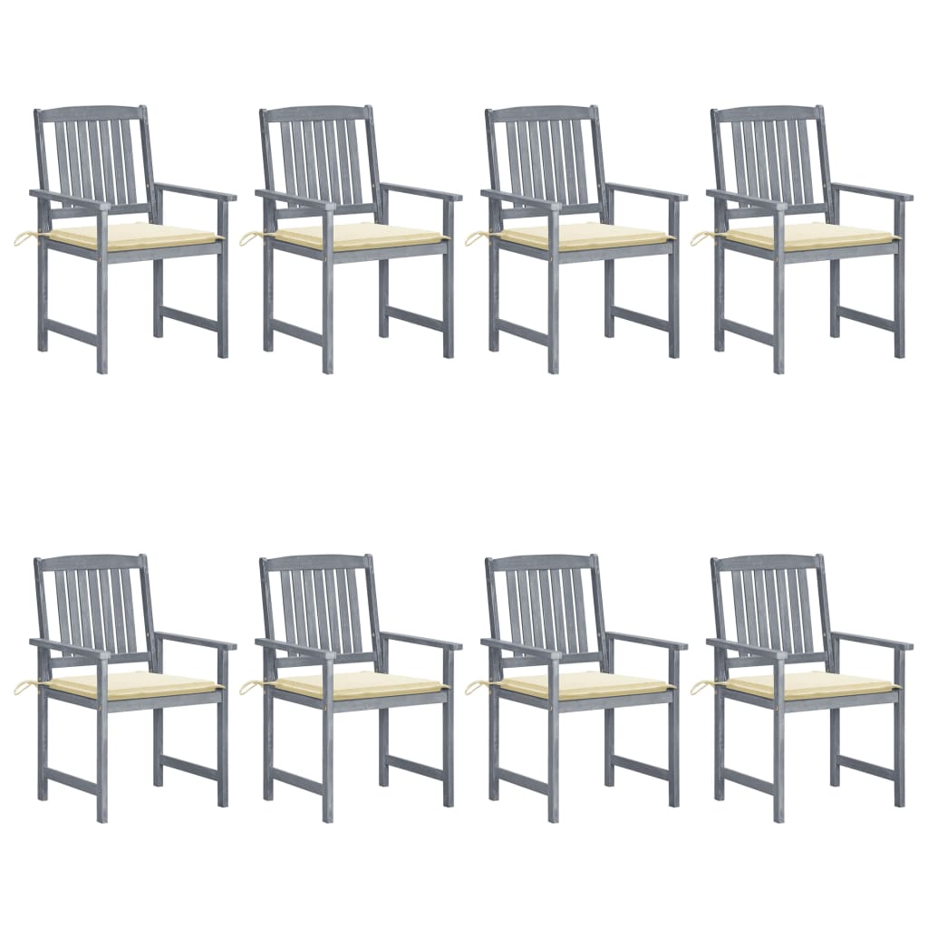 Tuinstoelen Met Kussens Massief Acaciahout Grijs 8 Crème