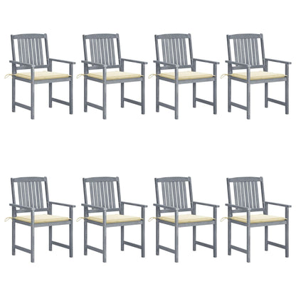 Tuinstoelen Met Kussens Massief Acaciahout Grijs 8 Crème