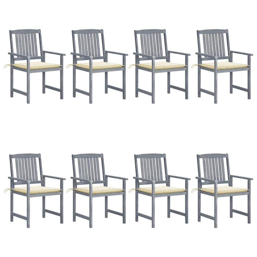 Tuinstoelen Met Kussens Massief Acaciahout Grijs 8 Crème